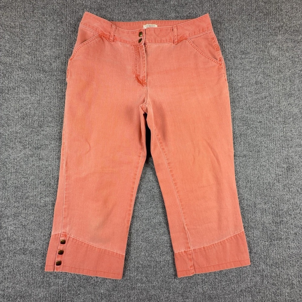 Christopher & Banks Capri Pants Womens 10 Pink Twill Crop Button Hem Casual